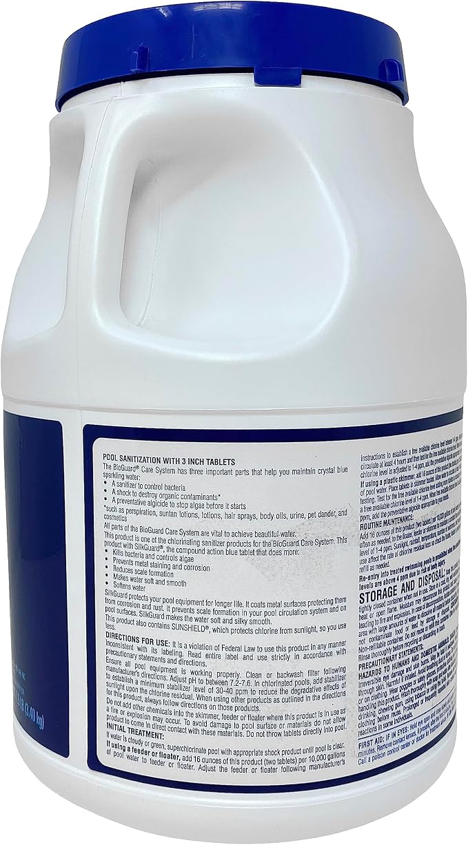 BioGuard SilkGuard Complete 3” Chlorinating Tablets, 7.5 lb, Single Pack | Chlorine Tablets for Sanitizing Swimming Pools