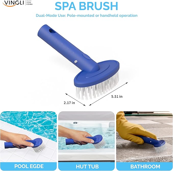 VINGLI 3-in-1 Pool Cleaning Kit, Pools Maintenance Equipment with Pool Net, Pool Brush and SPA Brush, Pool Maintenance Tools for Inground&Above Ground Swimming Pools