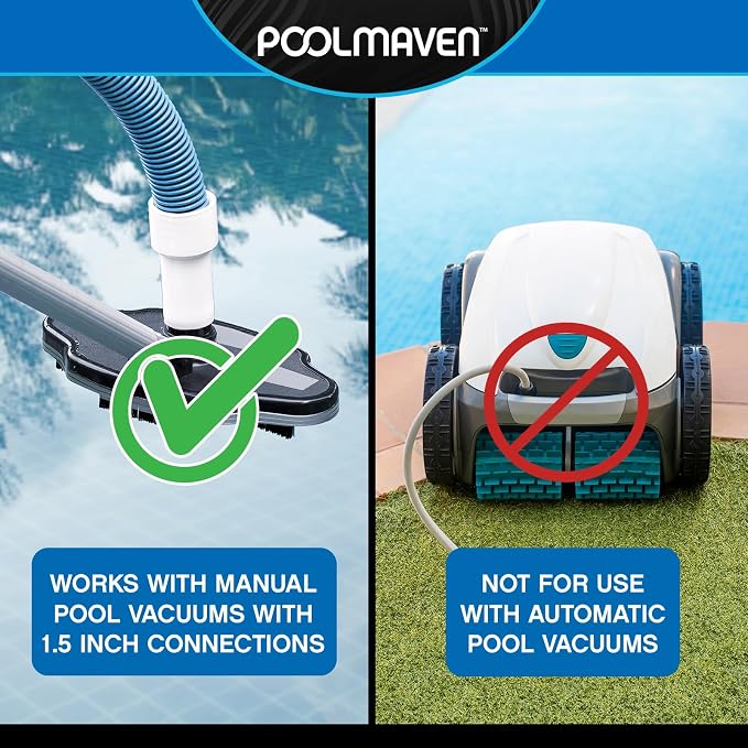 Heavy-Duty Manual Pool Vacuum Hose, 50 Ft x 1-1/2”, Kink-Free Swivel Cuff, Professional Grade Spiral-Wound Design, UV & Chemical Resistant for Inground & Above Ground Pools, Made in USA