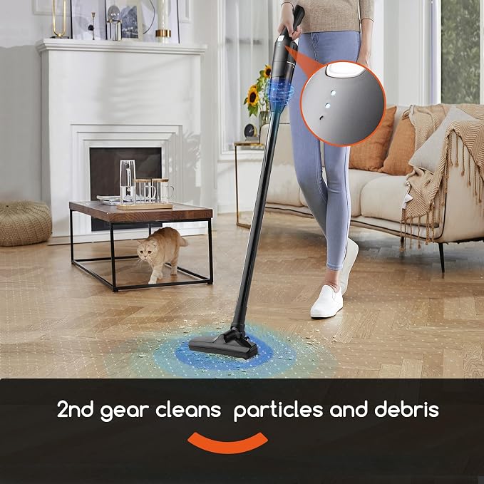 REECOO Cordless Stick/Handheld Vacuum Cleaner, 10-17Kpa 2-Level Powerful Suction,Fast Charging-Use Durable, Latest Household Vacuum Cleaners for Cleaning Flooring,Carpets,Car Seat,Sofas, Hair and Dust