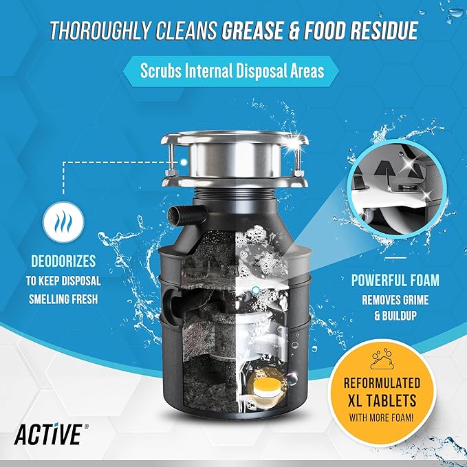 ACTIVE Washing Machine Cleaner for Pet Owners and Disposal Cleaner - Includes 24pk Pet Washer Cleaning Tablets and 24ct Garbage Disposal Cleaner Tabs