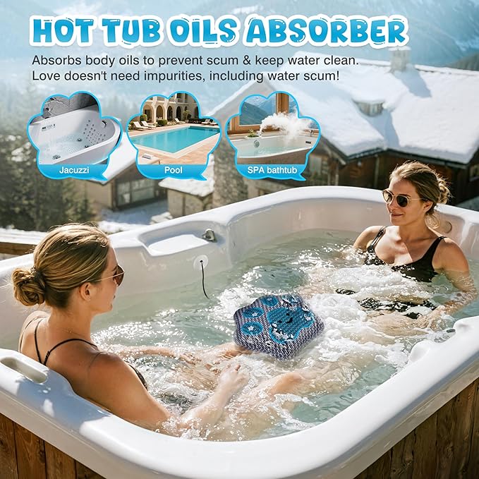 Hot-Tub-Scum-Absorber-Devilfish 1 Pack & Hot-Tub-Scum-Absorber-Professional-Paw 1 Pack Hot-Tub-Scum-Absober-Kits Floating-Sponge-Scum-Remover Reusable-Scum-Bug-Oil-Scum-Absorbing-Sponge