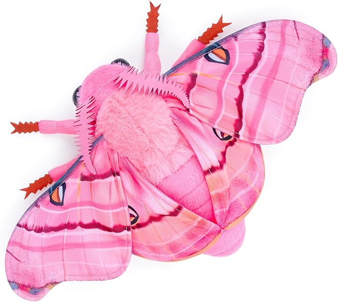 Moth Stuffed Animals Toy, Lifelike Pink Moths Plush 16in, Realistic Soft Big Wing Plushies Figure Gift Collection for Kids