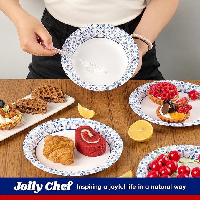 JOLLY CHEF Disposable Coffee Cups and Bowls, Printed Paper Bowls 20oz 160 Count, 4 oz Small Paper Cups 300 Pack for Bathroom,Mouthwash and Daily Use