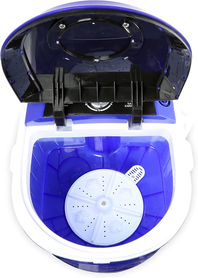 Pyle Upgraded Version Portable Washer - Top Loader Portable Laundry, Mini Washing Machine, Quiet Washer, Rotary Controller, 110V - for Compact Laundry, 4.5 Lbs. Capacity, Translucent Tubs - PUCWM11.5