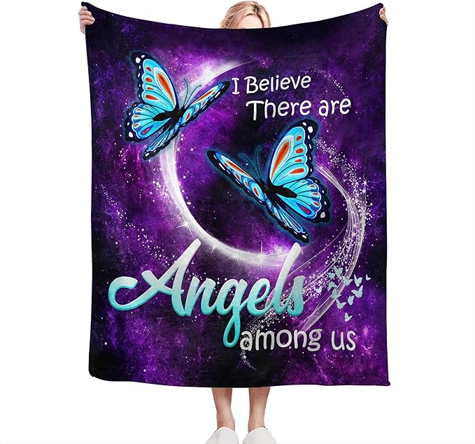 Blue Butterfly Blanket Throws - Soft Warm Cozy Fleece Throw Blanket for Girls, Women, Kids, Adults - 80"x60"