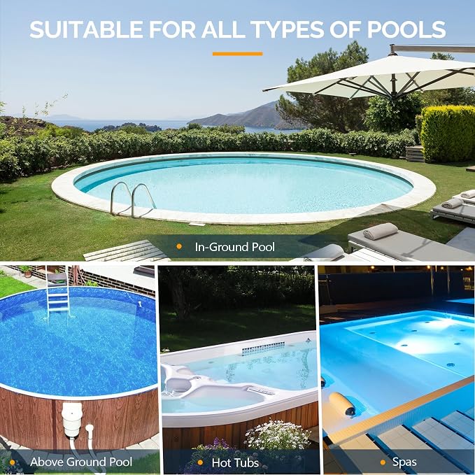 VINGLI Pool Vacuum for Above Ground Pools, 40W 18.5GPM Suction, 60 Mins Runtime, 1.5H Fast Charging, 29.3-71inch Telescopic Pole, Ideal for Leaves & Debris Deep Cleaning