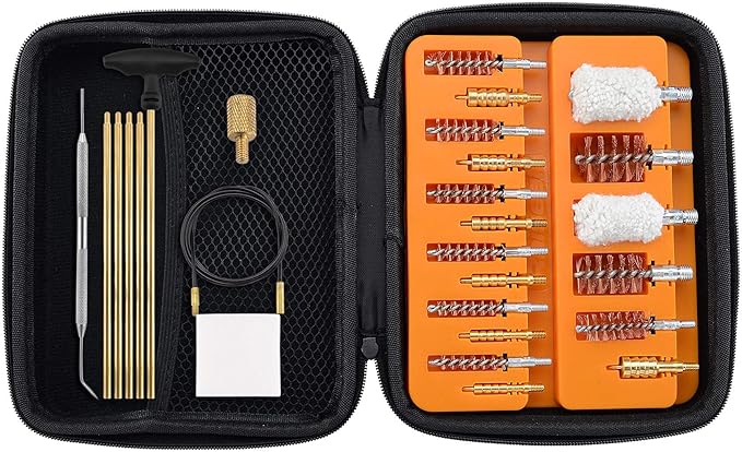 Raiseek Gun Cleaning Kit Rifle Handgun Shotgun Cleaning Kit in Zippered Portable Pouch for .22 .243 .280 .30 .357 .40 .45 Cal 12GA 20GA