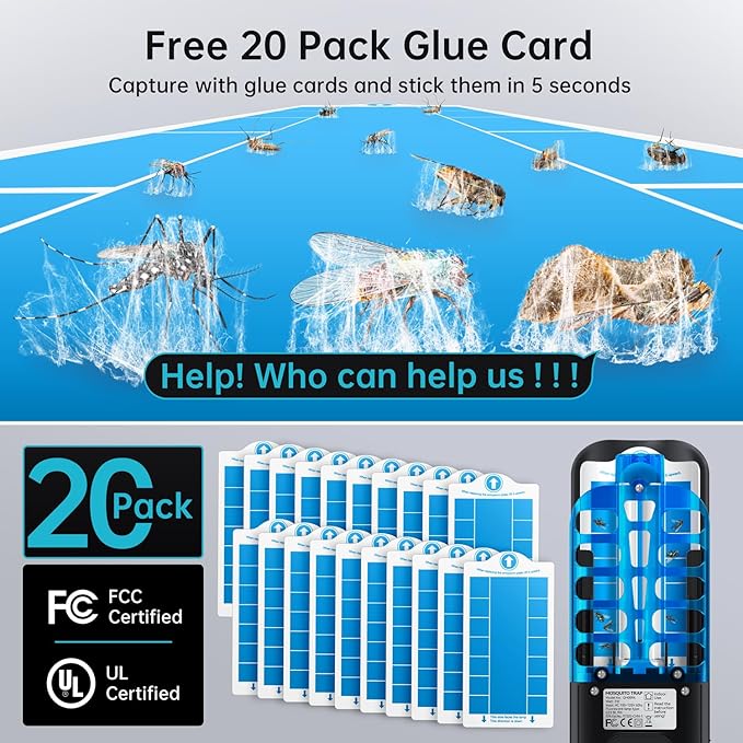Fruit Fly Traps Indoor for Home: Plug in Mosquito Bug Zapper Gnat Moth Catcher with 9W Night UV Light, 2 Devices 20 Sticky Glue Board Refills for Indoors Flying Insect Trap