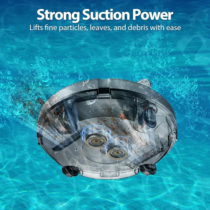 Solar-Powered Robotic Pool Surface Skimmer Cleaner with 24/7 Continuous Cleaning and Re-Engineered Twin Salt Tolerant Motors, Dual Charging,Smart Obstacle Avoidance, 150-um Filtration