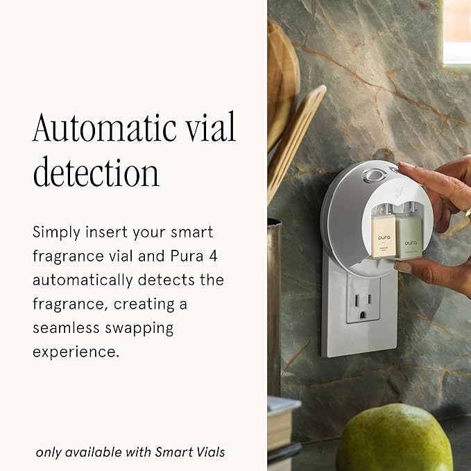 Pura Home Fragrance Device Starter Set - Pura 4 - Scent Diffuser for Home - Includes Fragrance Aroma Diffuser - Square Box, Linens & Surf and Yuzu Citron Scent Refills