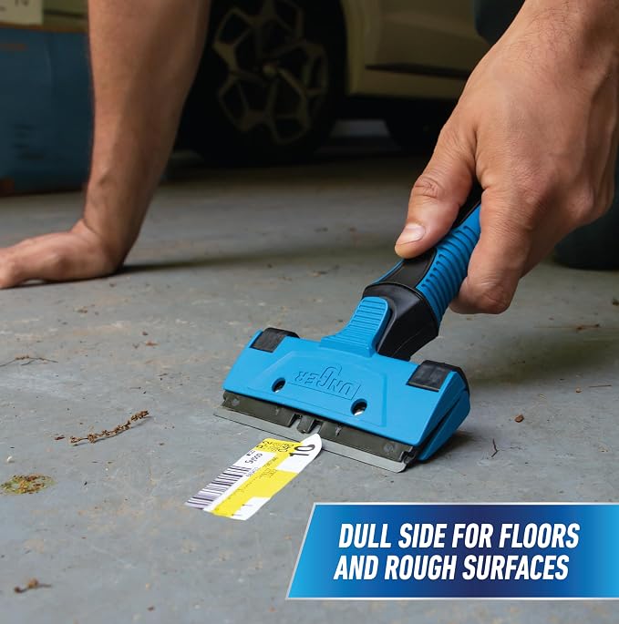 Unger Professional Connect and Clean 4" All-Purpose Scraper, Window, Glass, and Floor Scraping Tool Supplies, Adhesive Removal, Gum, Stickers, Paint Removal, Dual-Sided Blade
