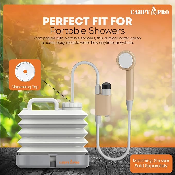 3 x Pack Collapsible Water Container with Spigot 2.6 Gallon(10L), BPA Free Portable Water Jug for Camping, Outdoor, Gardening, Picnic, RV&Camping Essentials, Fishing & Suitable for Shower
