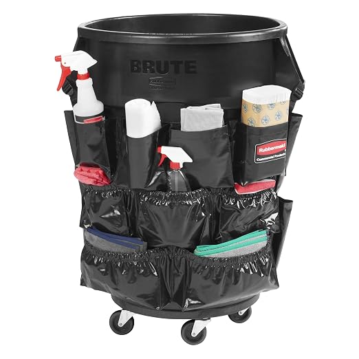 Rubbermaid Commercial Products Brute Caddy Bag, Black, Cleaning Tool and Supply Organizer for Brute Trash Cans
