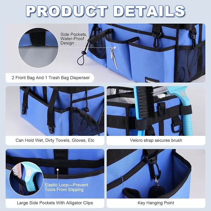 Extra-Large Wearable Cleaning Caddy With Detachable Divider,Cleaning Caddy For Cleaning Supplies Large Cleaning Supply Caddy With Adjustable Shoulder Strap & Waist Belt For Cleaners
