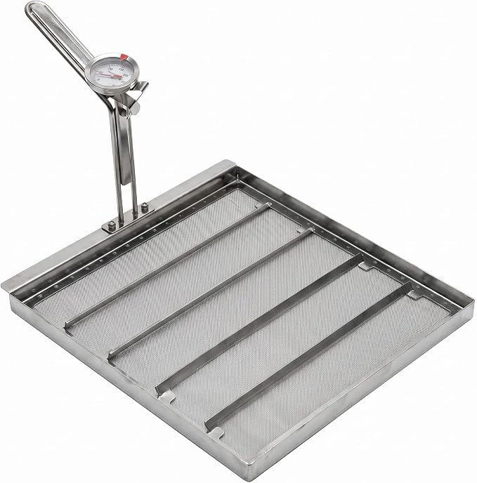 Commercial Deep Fryer Filter AF45, 13.75" x 13.75" 304 Stainless Steel with Thermometer, 550 Micron Skimmer Fryer Strainer for Kitchens & Restaurants, Extend Oil Life by 40%