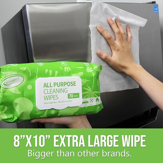 Air Jungles 3in1 Leather Cleaner Wipes 70 Count (Pack of 1), and All Purpose Car and Home Cleaning Wipes 70 Count