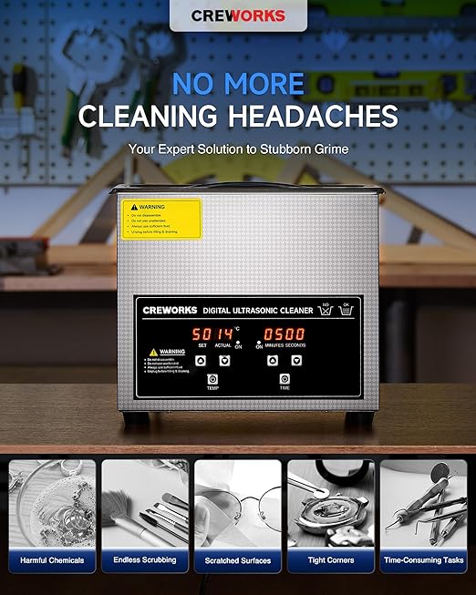 3L Ultrasonic Cleaner Machine & 34 fl oz Ultrasonic Cleaning Solution 1:10 Dilution
