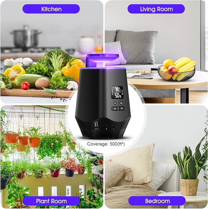Fruit Fly Traps for Indoors, Smart Fly Trap Indoor Bug Zapper Gnat Traps for House Indoor with Temperature and Humidity Sensor, 10PCS Sticky Boards Black 02