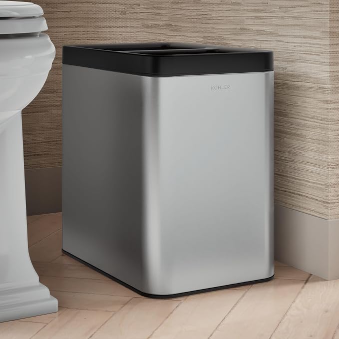 Kohler K-31315-ST 22-Liter Dual-Bin Open-Top Trash Can, Stainless Steel