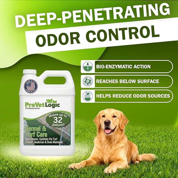 ProVetLogic Kennel & Turf Care- Floor Cleaner, Synthetic Pet Turf Cleaner, Deodorizer & Drain Maintainer (Concentrated)- 1/2 Gallon