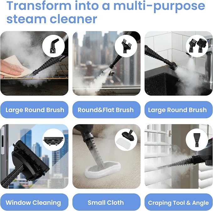Simple Deluxe 10-in-1 Steam Mop, 1550W Detachable Handheld Steam Cleaner with 16FT Cord & 2 Pads, Multi-Surface Floor Steamer for Hardwood, Tile, Carpet, Windows, Green
