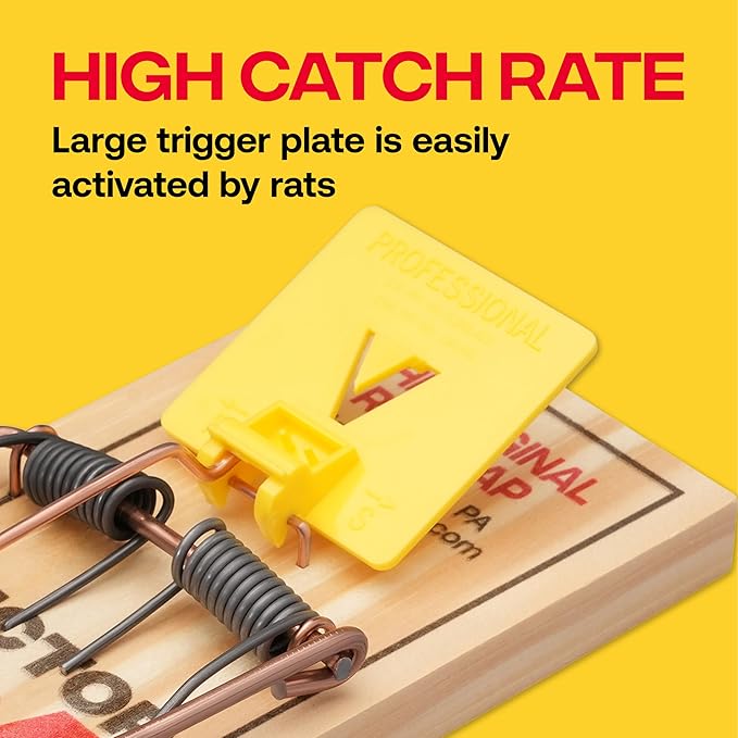 Victor M205-9 Wide Plastic Pedal Sustainably Sourced FSC Wood Humane Snap Rat Traps - 9 Wooden Traps