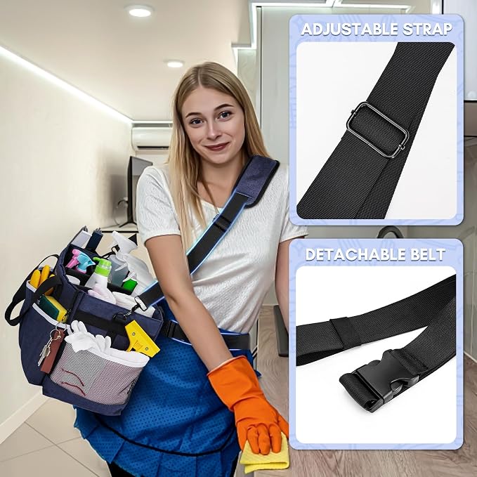 Ytonet Wearable Cleaning Caddy for Cleaning Supplies Cleaning Caddy Blue& XL Blue