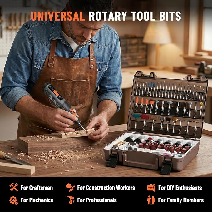 Katerk 420PCS Rotary Tool Accessories Kit Universal Drill Bit Tool Set Fits Dremel Rotary Tool 1/8" Shanks for Easy Cutting, Sanding, Polishing, Carving, Grinding, Sharpening, Drilling, Engraving