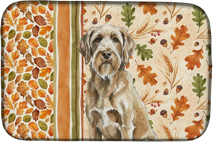 Caroline's Treasures Spinone Italiano Heirloom Fall Dish Drying Mat Absorbent Dish Drying Mat Pad for Kitchen Counter Dish Drainer Mat for Countertop, 14 x 21", Multicolor