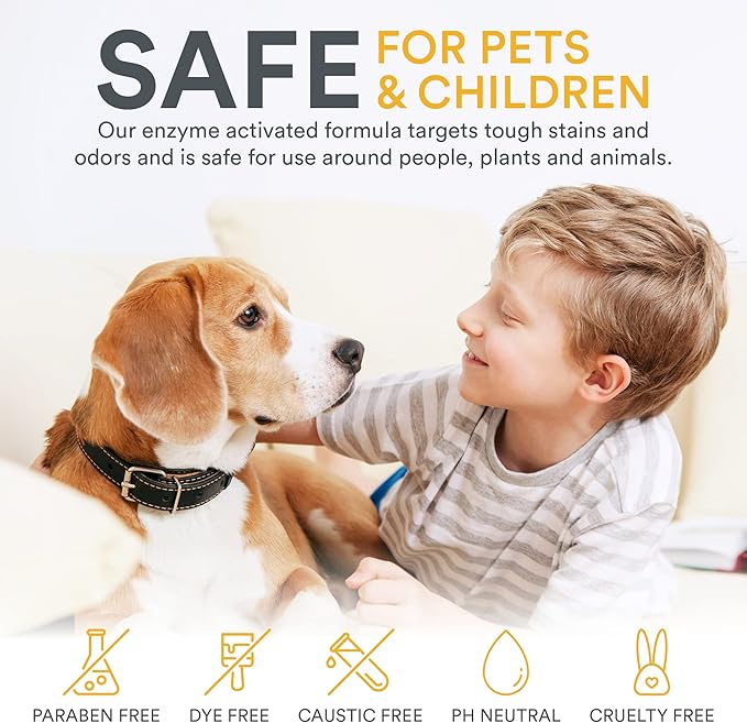 Zeiff Pet Stain and Odor Remover - Pet Odor Eliminator for Home and Professional Use - Pet Urine Enzyme Cleaner to Break Up Tough Stains - Carpet Stain Remover for Dog Urine and Cat Pee, Feces, Fluids