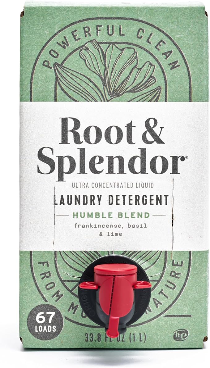 Root & Splendor Ultra Concentrated Non Toxic Laundry Detergent Liquid - Plant Based & Eco Friendly Enzymatic Laundry Soap, Humble Scent, 1 Liter, 67 Loads