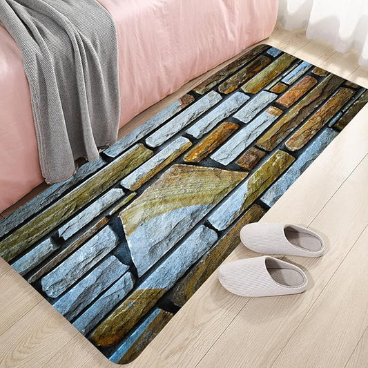 WODEJIA Non-Skid Low Pile Sponge Foam Door Entry Rug for Bathroom Mat,Separate Tub Shower Skid Proof Rugs, Home 3D Optical Illusion Rug Non Slip Bath Mats Welcome Mat 47 x 18 inches