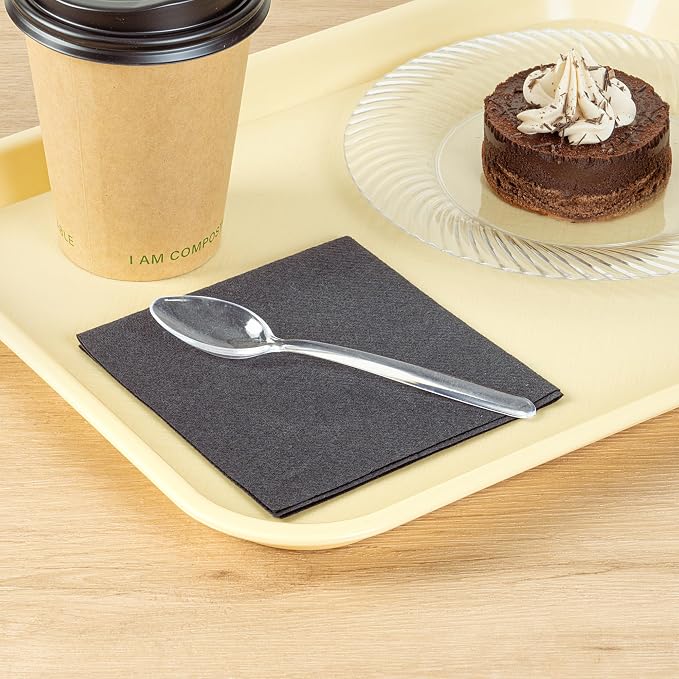 Restaurantware Moderna 5.5 Inch Disposable Spoons 250 Recyclable Small Dessert Spoons - Crack-Resistant For All Types Of Meals Clear Plastic Plastic Spoons