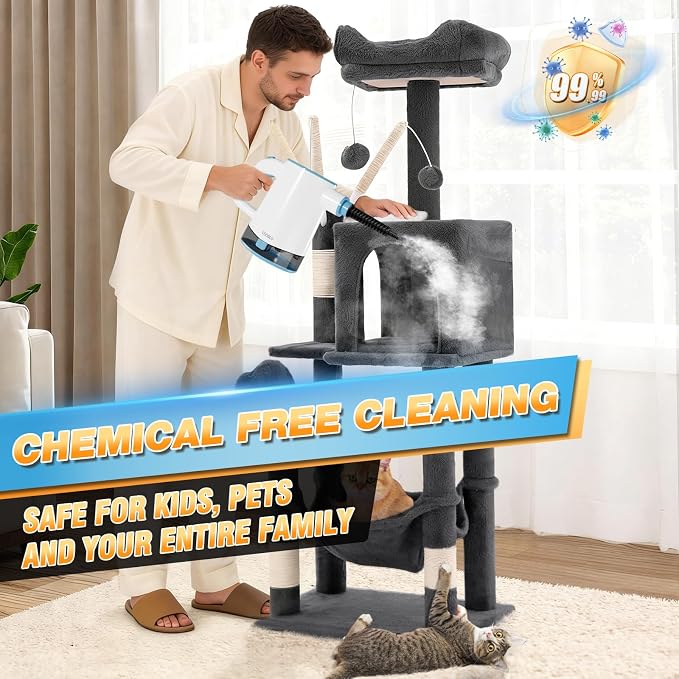 Steam Cleaner, 15s Fast Heat-Up & 500ml Removable Large Water Tank, Pressurized Handheld Steam Cleaner for Home, Multi-Surface Steamer for Cleaning Kitchen, Bathroom, Car, Floor, Furniture