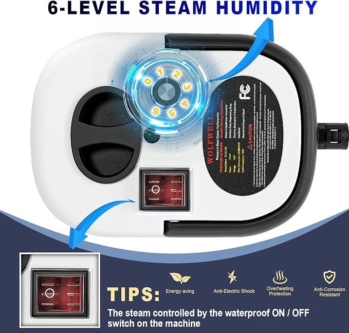 Portable High-Pressure Handheld Steam Cleaner, 14-Piece Accessories, 6 Steam Levels, 15s Heat-Up,chemical-free Cleaning Tile, Grout, Dirt, Grease & Car Detailing(white＆Black)