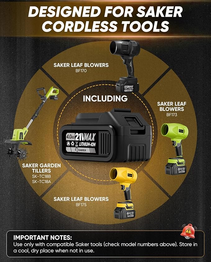 Saker Cordless Leaf Blower Portable Dust Cleaner Handheld Turbo Jet Blower 180000 RPM Air Duster with Adjustable Speed for Drying Patio Cleaning 3 Batteries Green