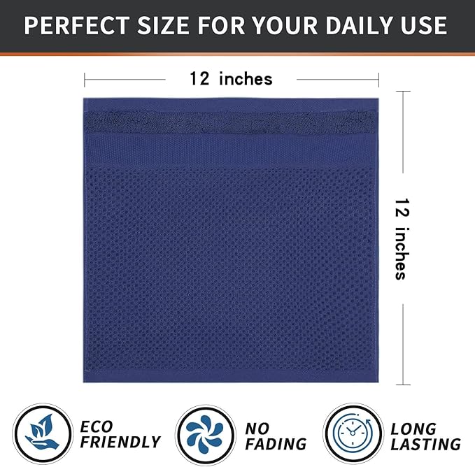 Homaxy 100% Cotton Waffle Weave Kitchen Towels, 13 x 28 Inches Super Absorbent and Machine Washable Dish Towels for Drying Dishes, 8-Packs, Navy Blue
