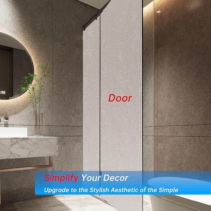 Frosted Glass Window Privacy Film Decorative, Bathroom Privacy Film for Glass Windows Cover, Static Cling, Removable, Reusable, Anti-UV, Anti-Glare, Heat Blocking,(Flash Point Pure,17.5X78.7Inch)