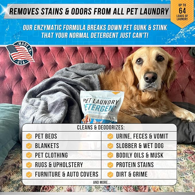 ACTIVE Pet Laundry Detergent and Enzyme Laundry Booster Powder - Includes 2LB Pet Detergent Powder and 2LB Enzyme Laundry Booster Additive