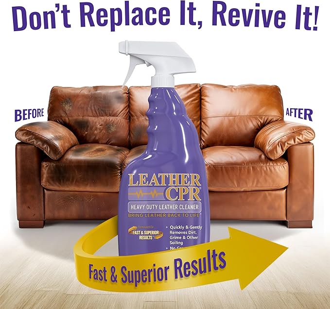 Leather CPR Heavy Duty Leather Cleaner 22oz, Car Leather CPR Cleaner and Conditioner Companion for Heavily Soiled Car Seats, Couches, Purses, Boots, Saddles, Purses & Shoes