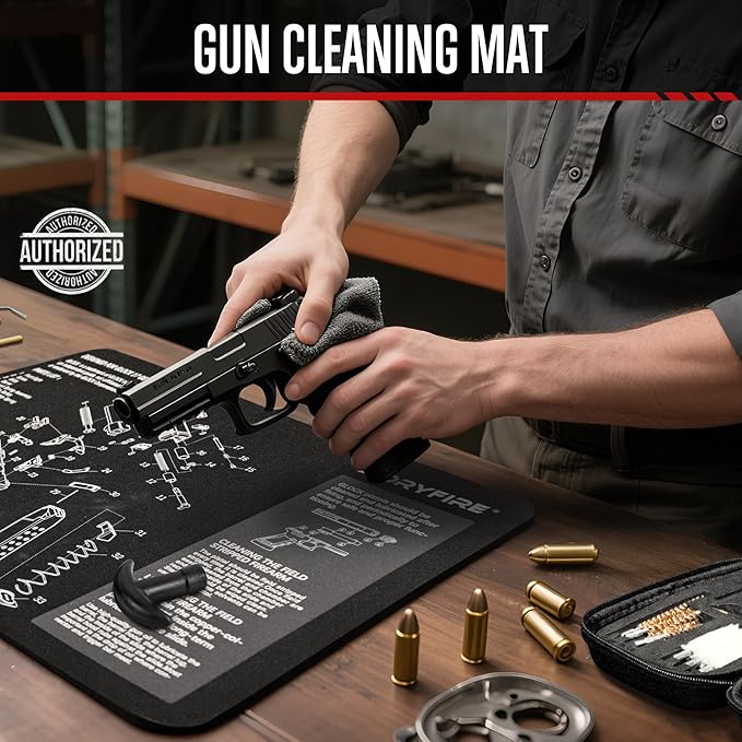 GLORYFIRE Universal Gun Cleaning Kit Fits .22 .357/9mm .38 .40 .45 Cal Handguns & Pistols Compact Carrying Case for Portability Multiple Styles with Brass or Plastic Jags & Tips for Shooting and Range