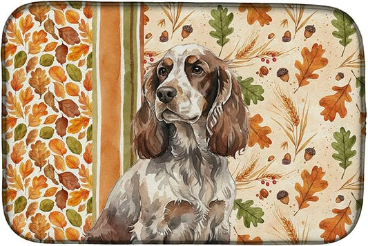 Caroline's Treasures Liver Roan English Cocker Spaniel Heirloom Fall Dish Drying Mat Absorbent Dish Drying Mat Pad for Kitchen Counter Dish Drainer Mat for Countertop, 14 x 21", Multicolor