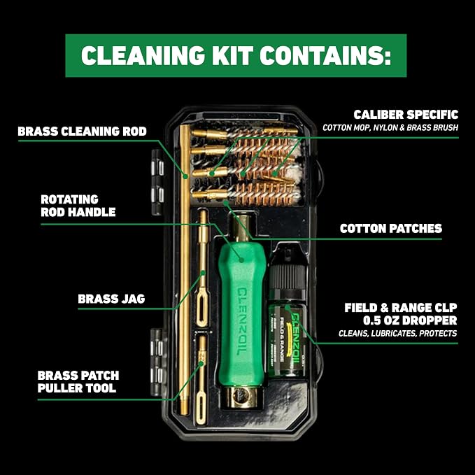CLENZOIL Field & Range Pistol Basics Cleaning Kit | Complete Handgun Cleaning Set