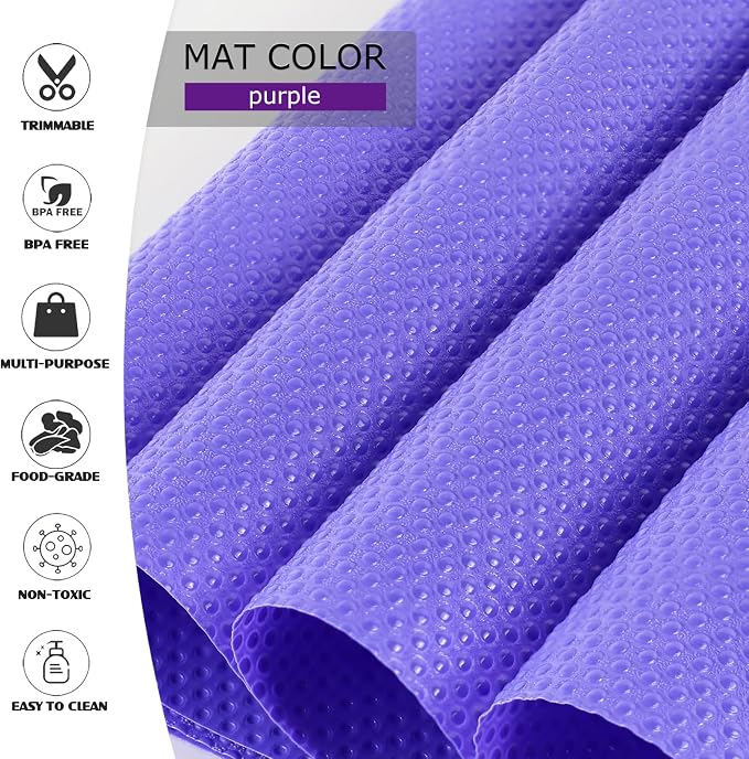 Daixer 20Pcs Refrigerator Liners, Washable Fridge Liner Shelf Mats Refrigerator Pads for Cupboard Cabinet Drawer Home Kitchen Accessories Organization (Purple)