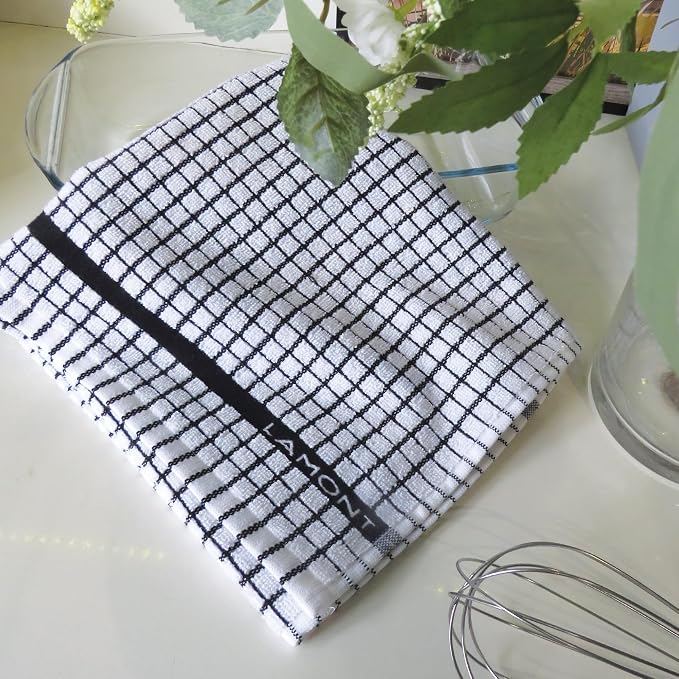 Samuel Lamont Poli Dri Tea Towels - Set of 3 100% Cotton 27.5 x 19 Inch (Black)