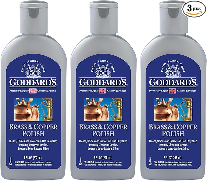 Goddard's Copper & Brass Polish, Copper Cleaner & Brass Cleaner for Long-Lasting Shine, Metal Polish for Pewter, Chrome & More, Metal Polishing Compound, 7 Oz. - 3 Pack