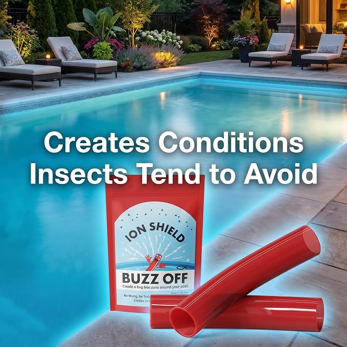 Waters Choice Buzz Off Pool Water Conditioner 2 Tubes, 3.04 oz | Skimmer basket drop-in treatment without added harsh chemicals. Evaporating ionic shield lasts an entire outdoor season