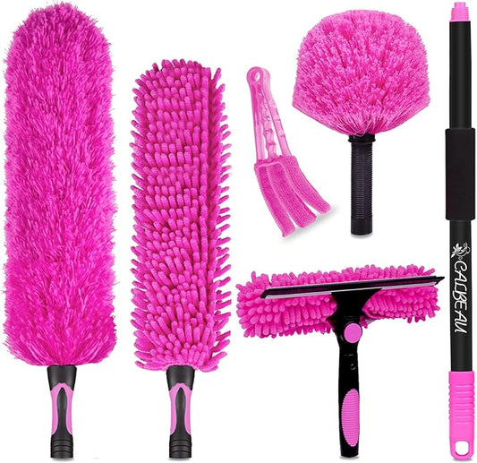 CALBEAU 15 Foot Dusters for Cleaning, Duster with Extension Pole 7-15ft, Microfiber Feather Duster Used for Cleaning Ceiling Fan, High Window, Blinds, Shutters, Sofa, Cobweb Duster for Home (12 PCS)