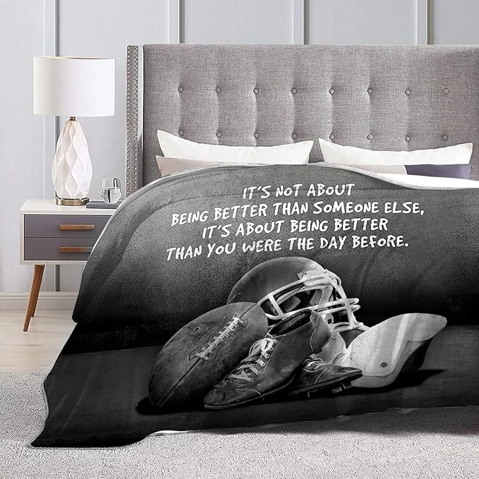 Tijuboni Football Sports Throw Blanket Rugby Gifts for Men Boys Women Girls Kids Adults Soft Flannel Fleece Blanket for Couch Sofa Bed Home Decor 60"x80"